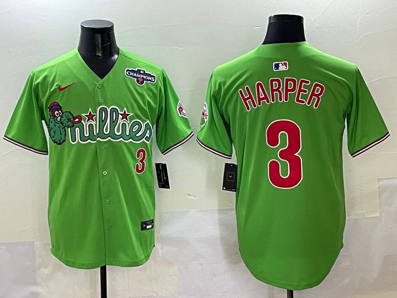 Men Philadelphia Phillies #3 Harper Green Sixth generation Joint Name Nike 2025 MLB Jersey style 3->philadelphia phillies->MLB Jersey